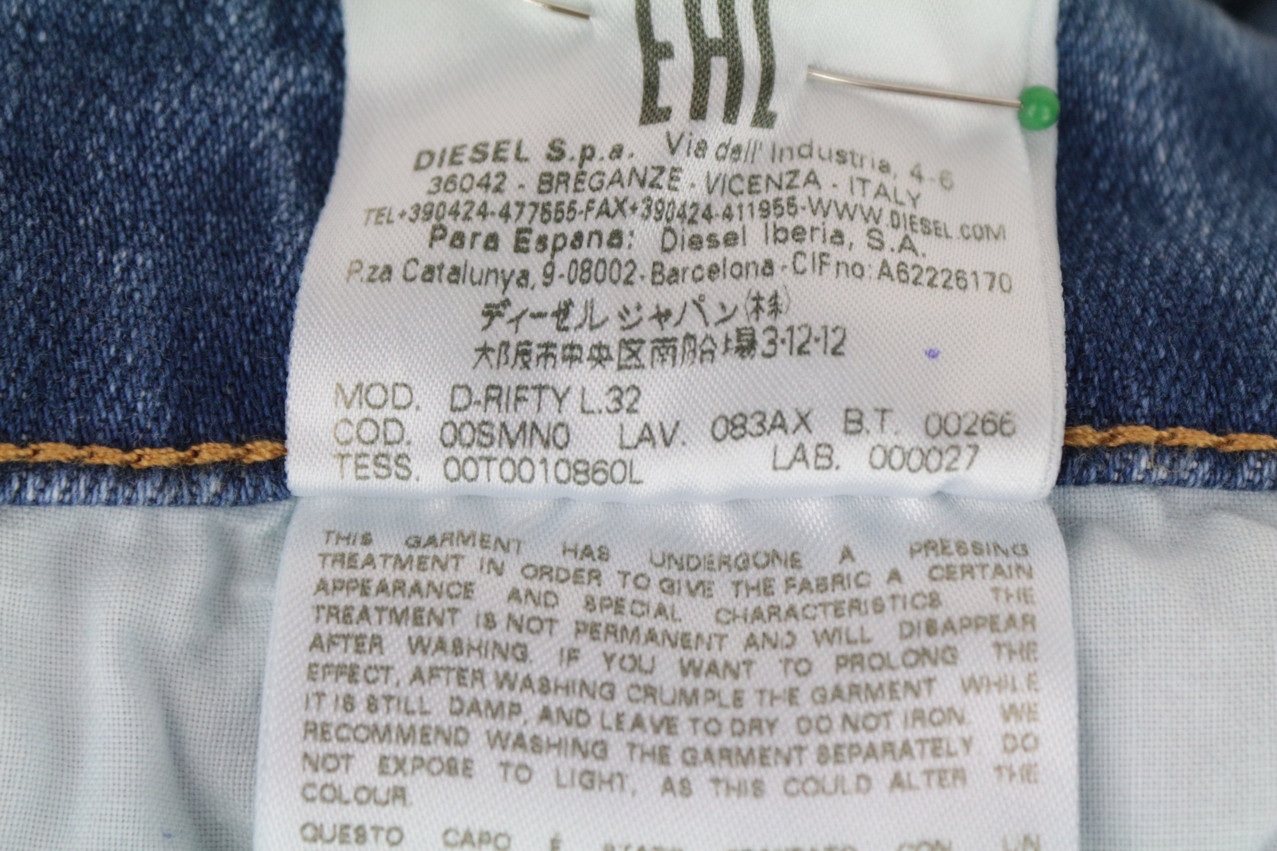 DIESEL D-Rifty 083AX Women's Jeans W25/L32 Low Slim Fit Blue Cotton Stretch