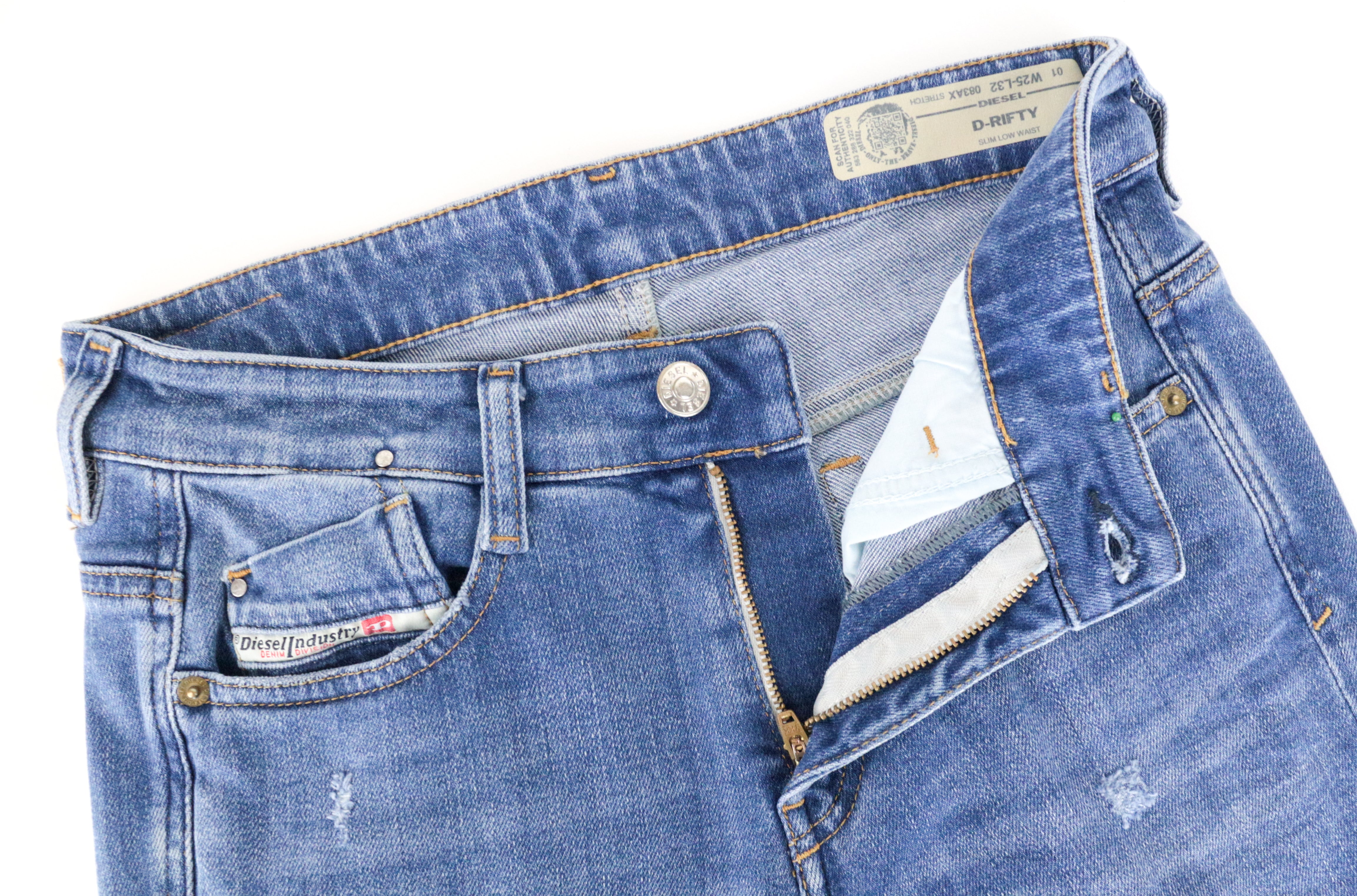 DIESEL D-Rifty 083AX Women's Jeans W25/L32 Low Slim Fit Blue Cotton Stretch