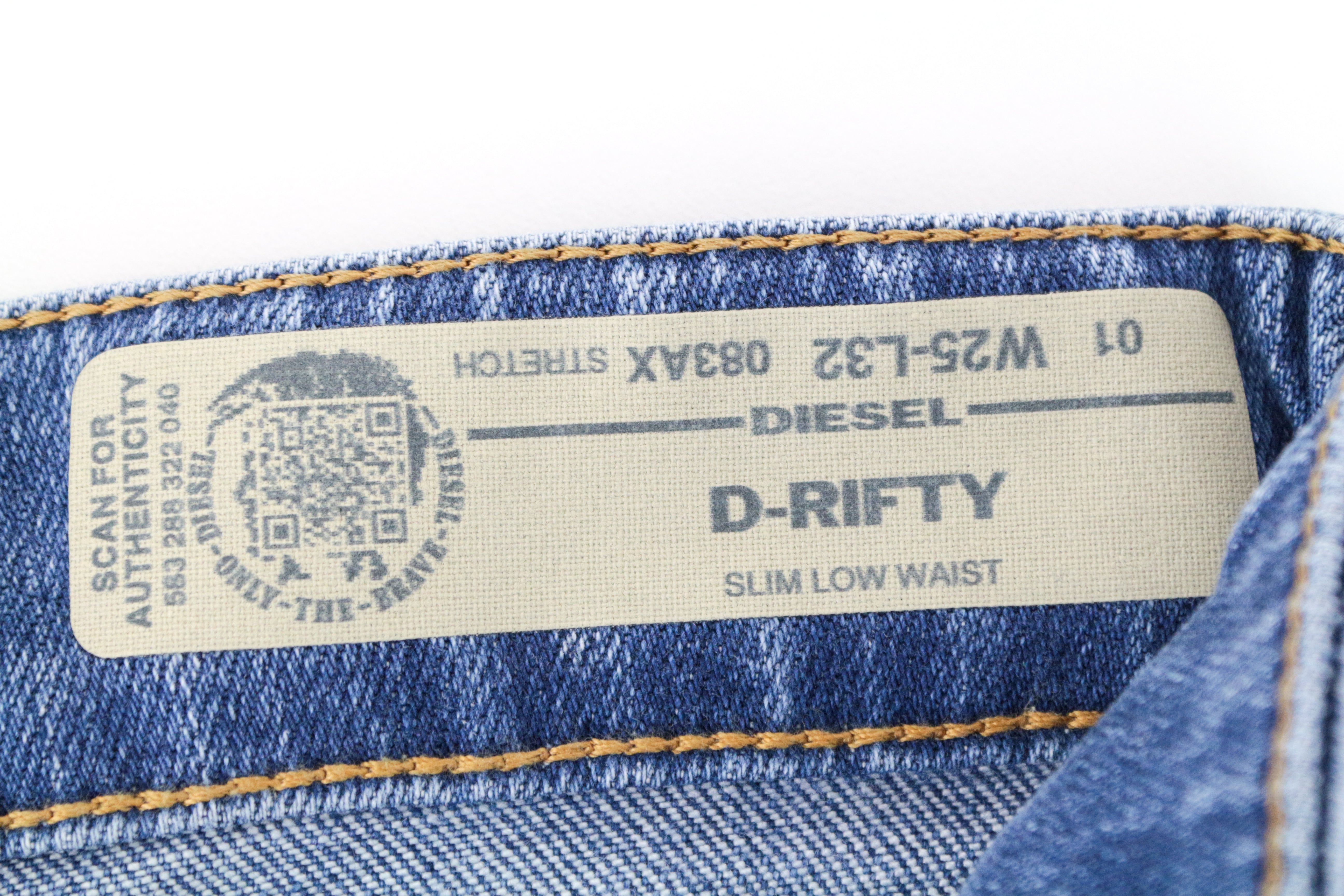 DIESEL D-Rifty 083AX Women's Jeans W25/L32 Low Slim Fit Blue Cotton Stretch