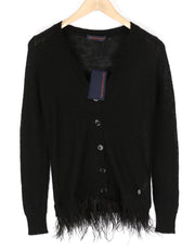 TRUSSARDI JEANS Womens Sweatshirt XS Black Alpaca Wool  Cardigan Feathers