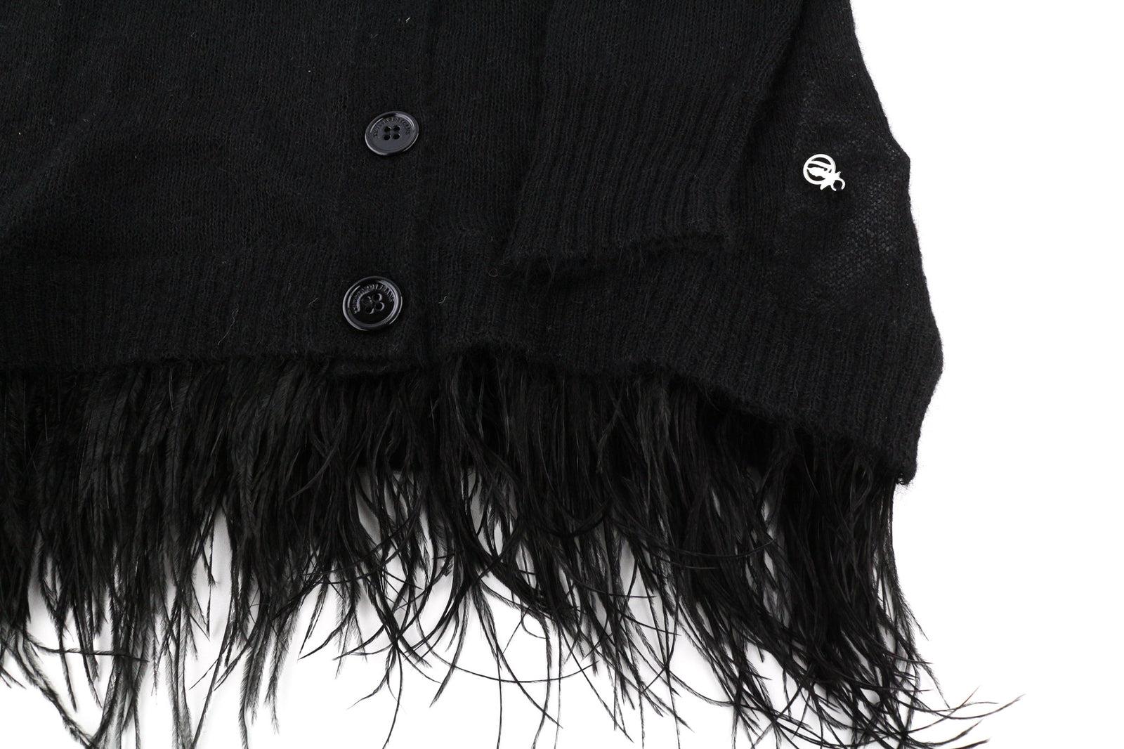 TRUSSARDI JEANS Womens Sweatshirt XS Black Alpaca Wool  Cardigan Feathers