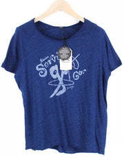 DENHAM Wingdigo Women's S Blue Cotton Logo Tee Short Sleeve Pullover Top