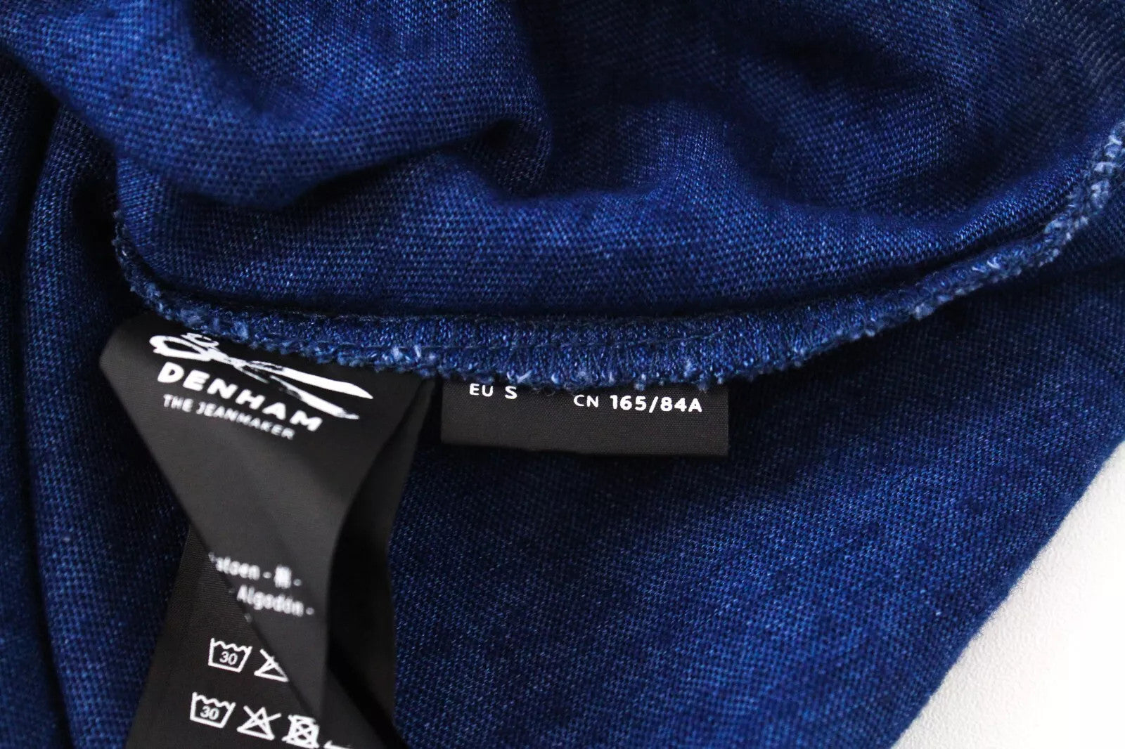 DENHAM Wingdigo Women's S Blue Cotton Logo Tee Short Sleeve Pullover Top