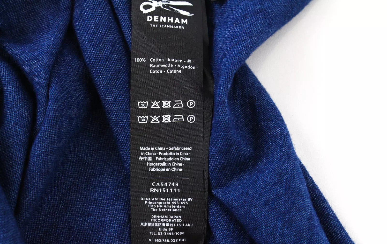 DENHAM Wingdigo Women's S Blue Cotton Logo Tee Short Sleeve Pullover Top