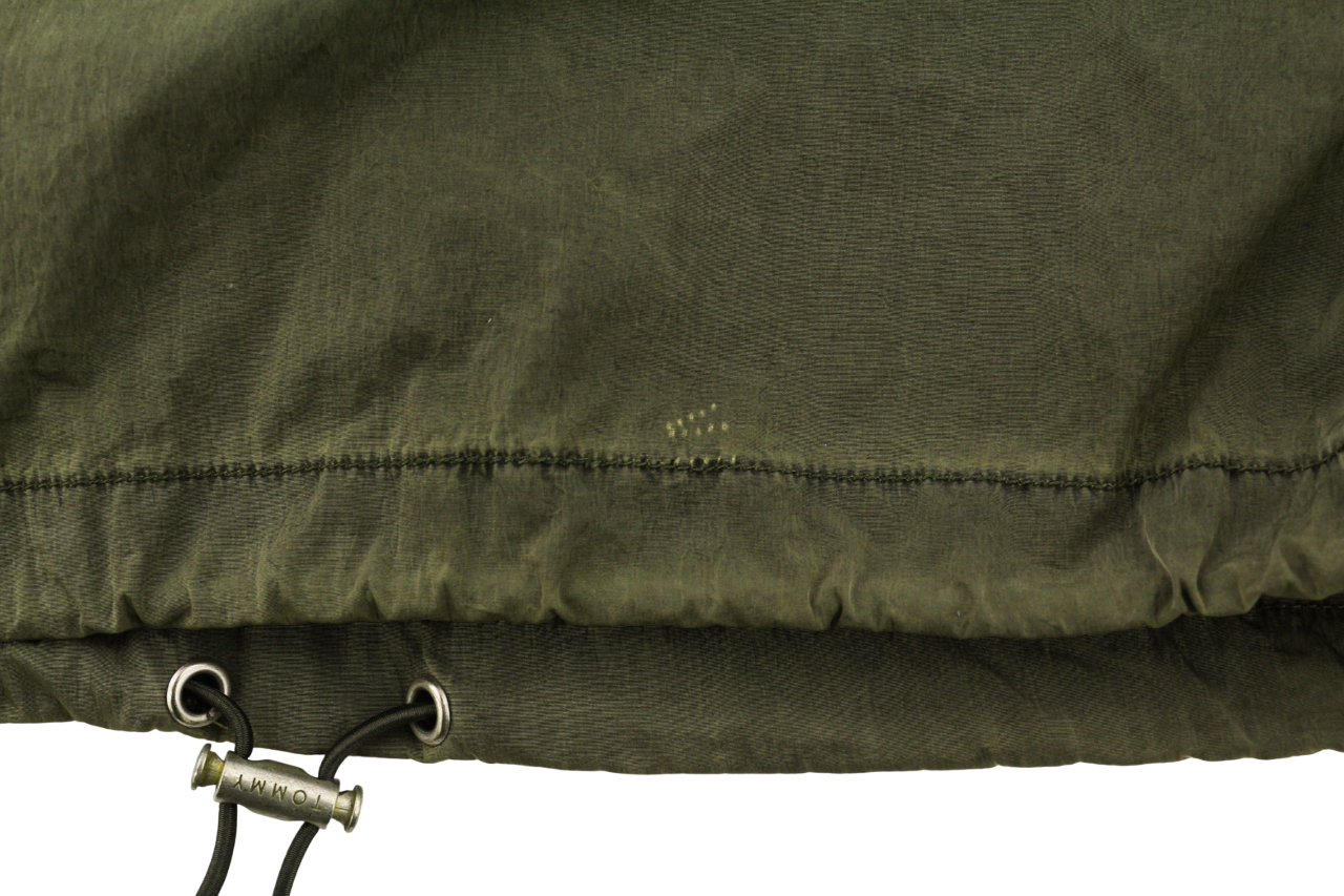 TOMMY JEANS Mens Jacket S Green Washed Zip-Up Hooded Lightweight