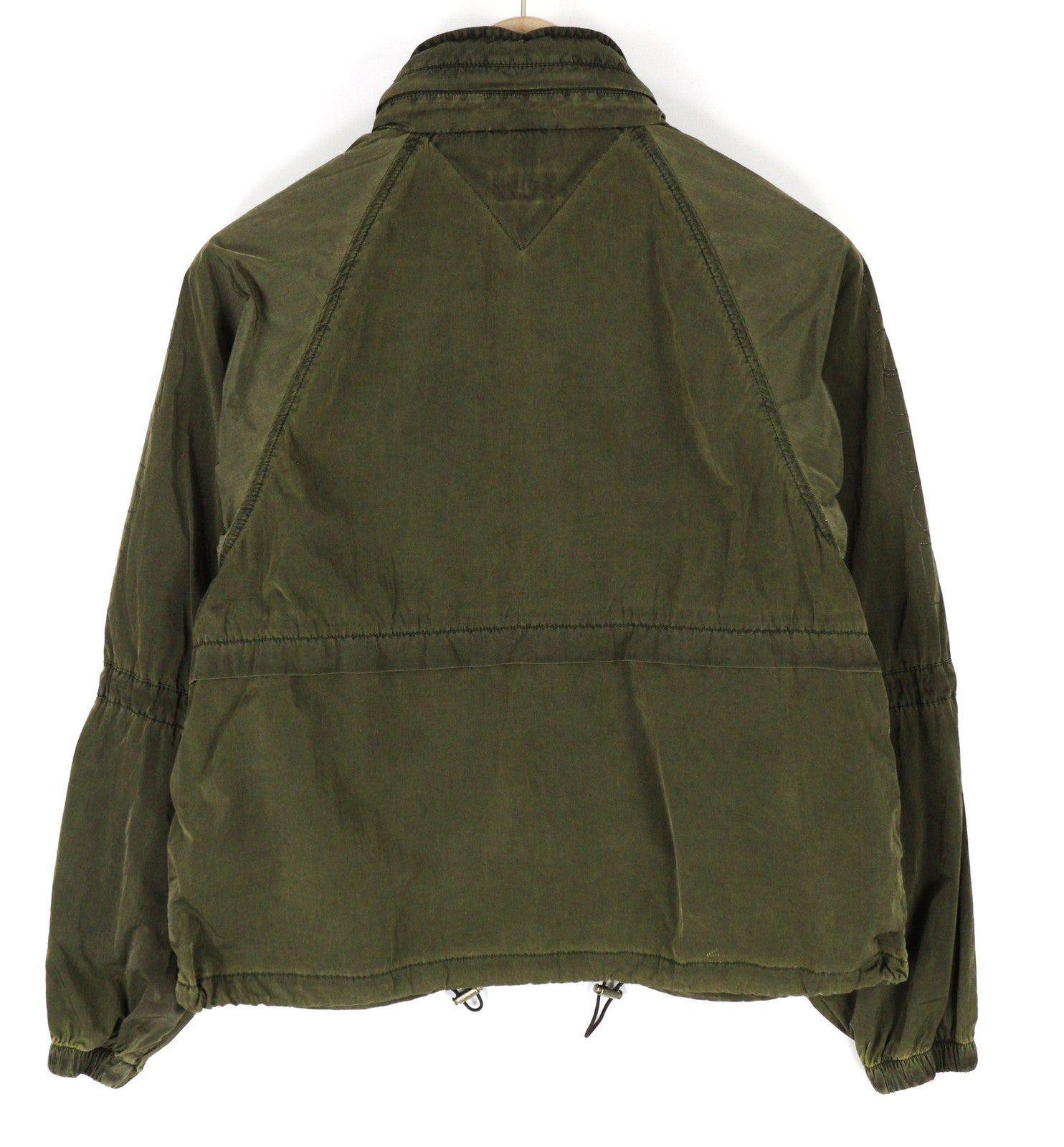 TOMMY JEANS Mens Jacket S Green Washed Zip-Up Hooded Lightweight