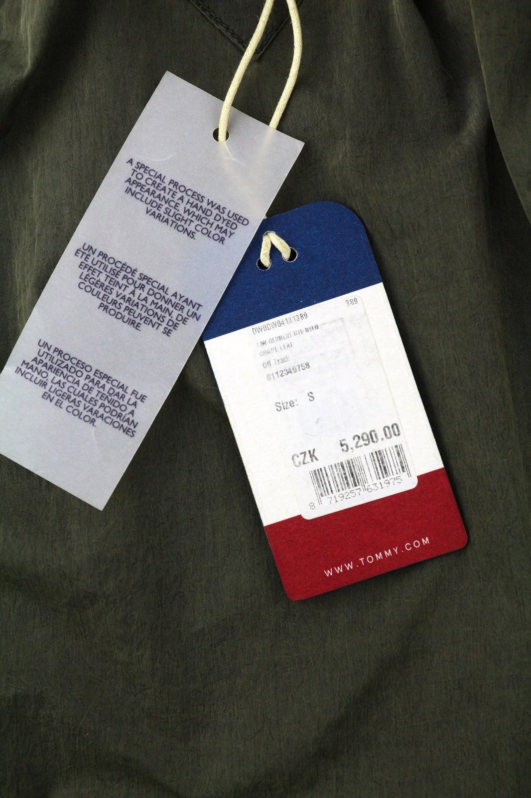 TOMMY JEANS Mens Jacket S Green Washed Zip-Up Hooded Lightweight