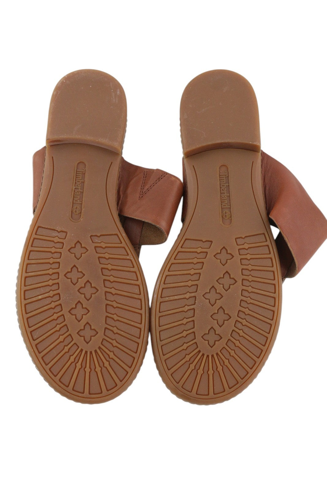 TIMBERLAND A1OZ5 Women Sandals EU39/39.5 Brown Leather Flip Flops Flats Logo