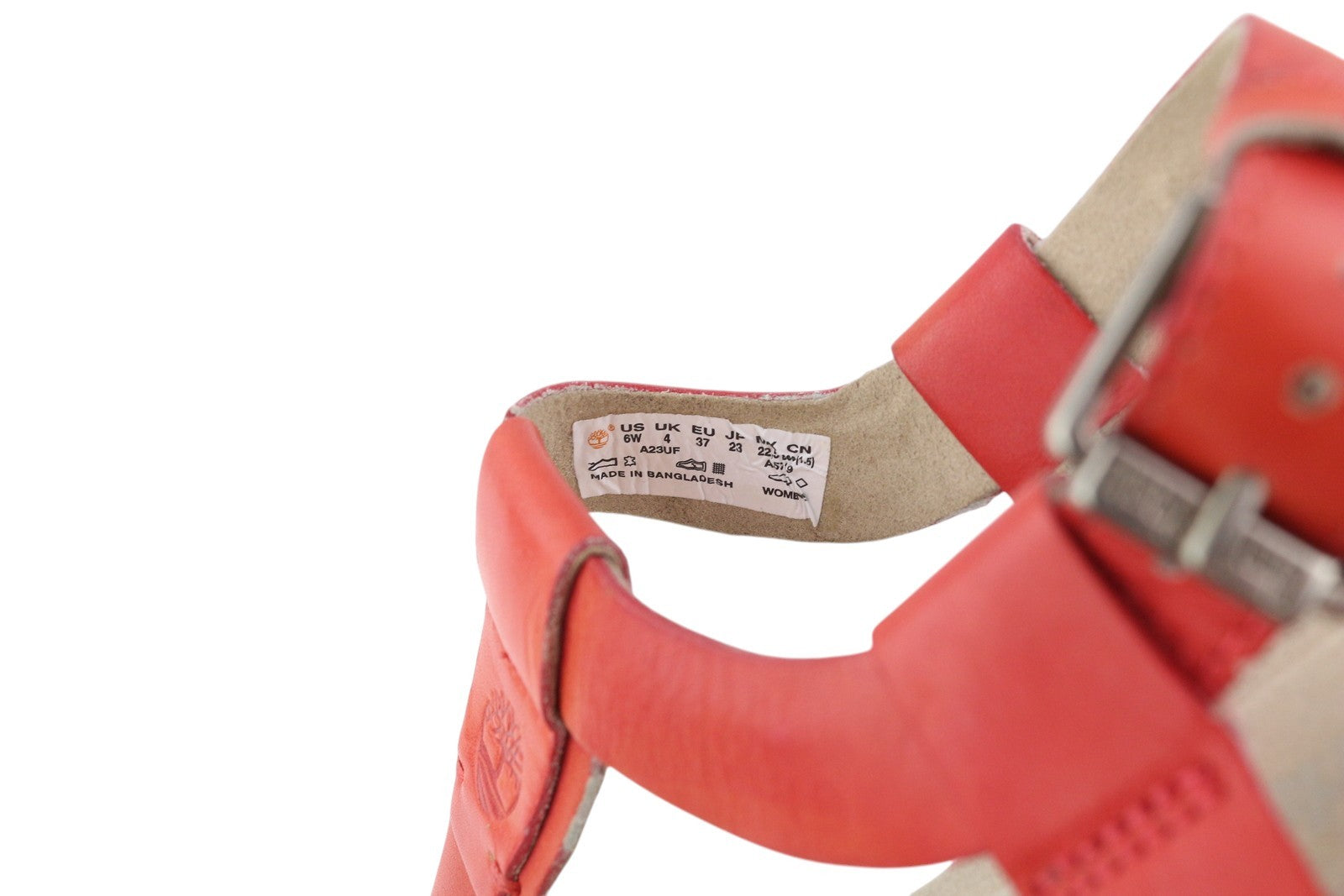 TIMBERLAND A23UF Women Sandals EU36/37 Orange Leather Open Toe Buckle Closure