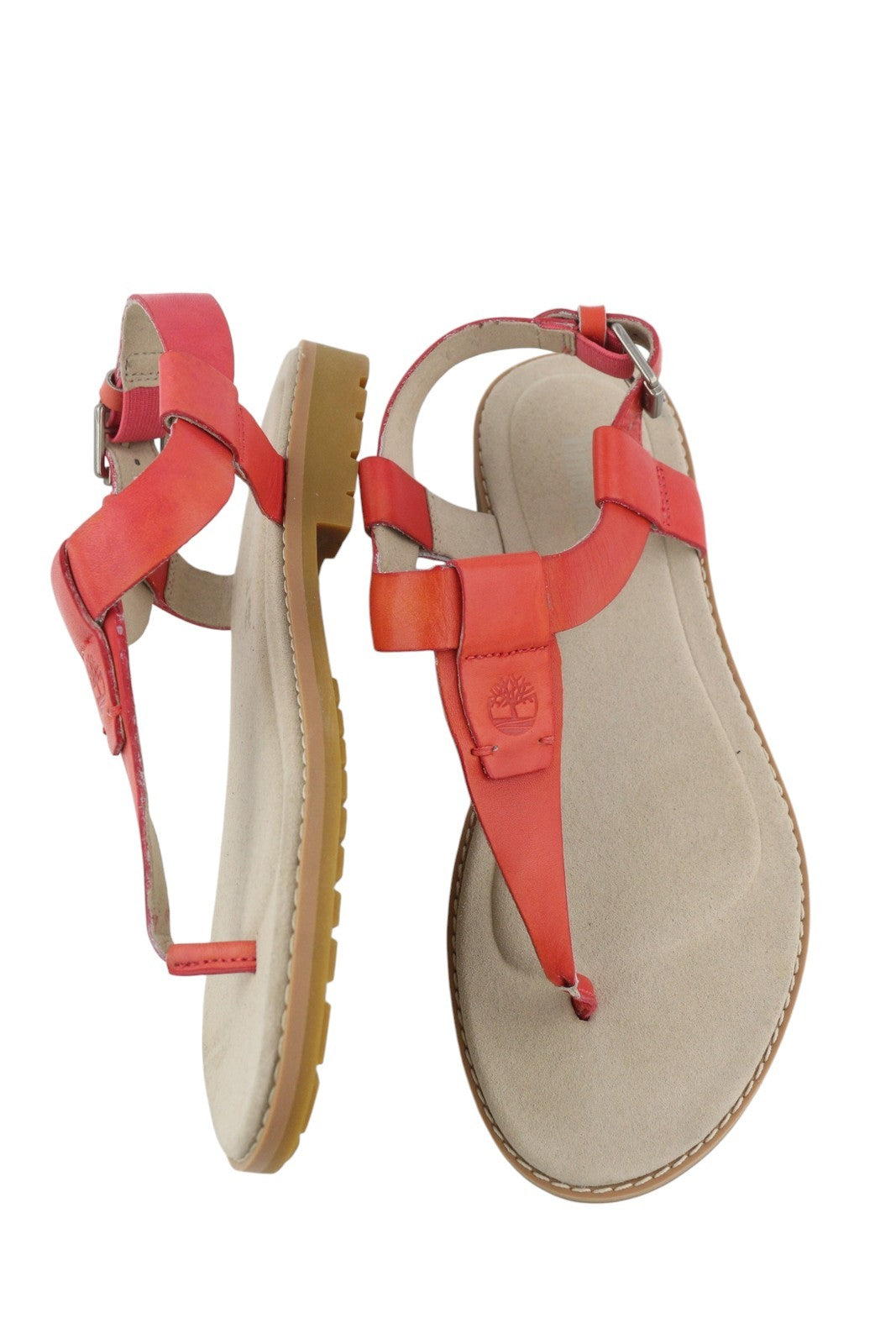 TIMBERLAND A23UF Women Sandals EU36/37 Orange Leather Open Toe Buckle Closure