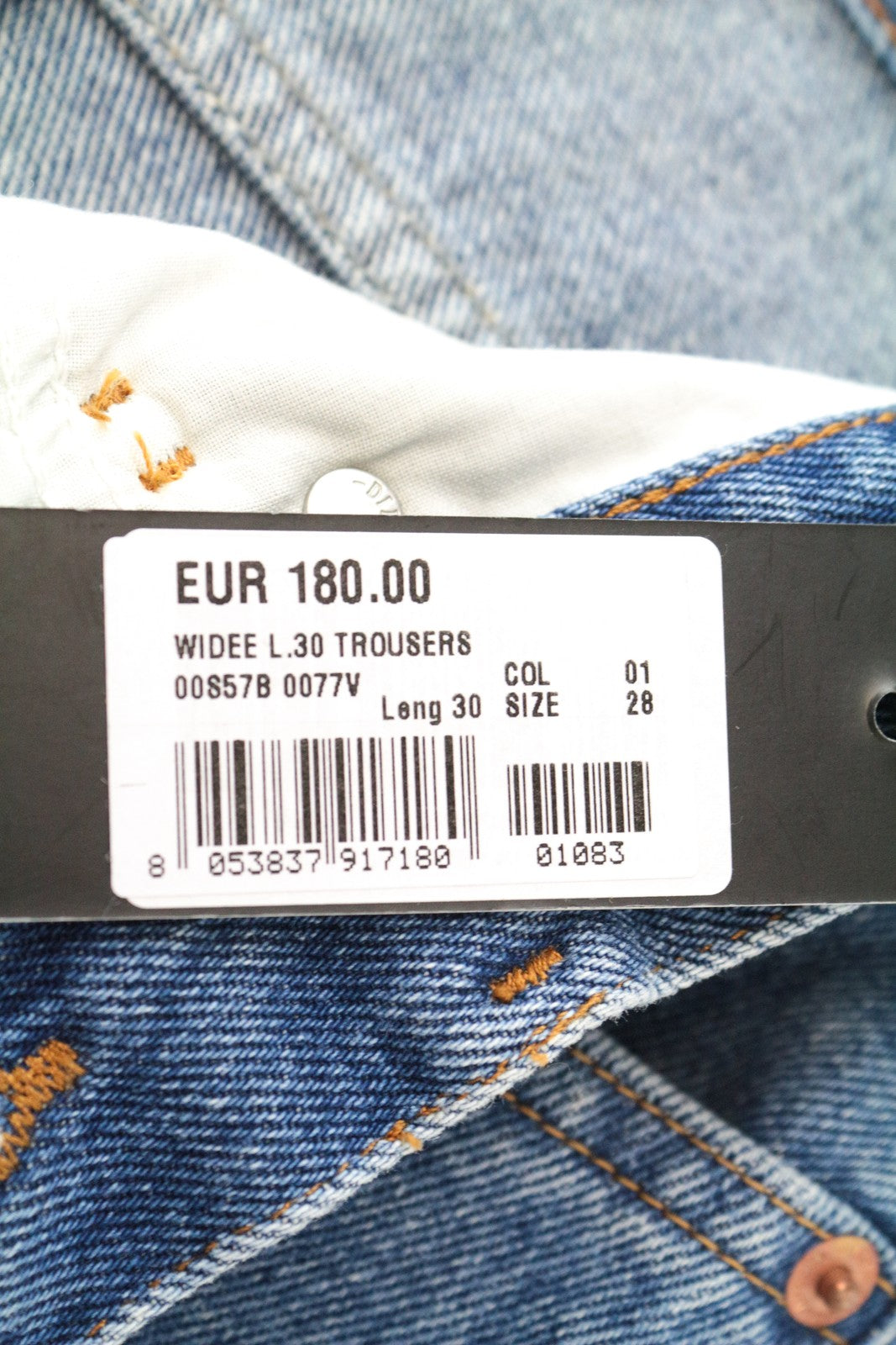 DIESEL Widee 0077V Women's W28/L30 Straight Blue Cotton Jeans with 5 Pockets