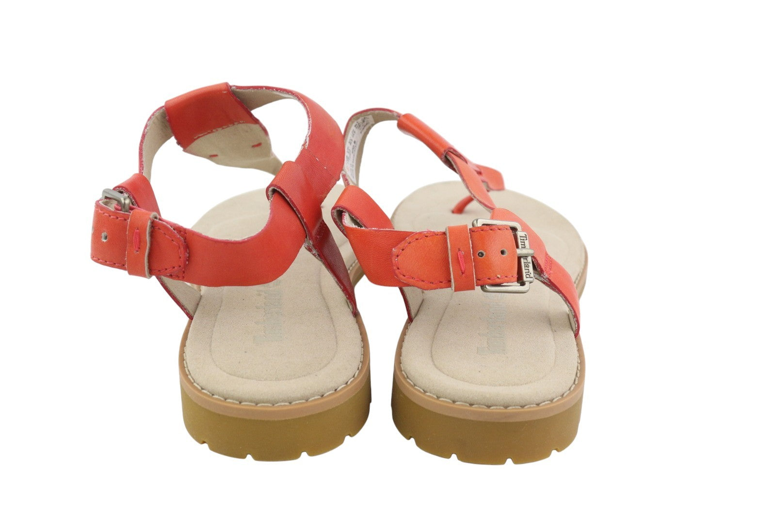 TIMBERLAND A23UF Women Sandals EU38/38..5 Orange Leather Open Toe Buckle Closure