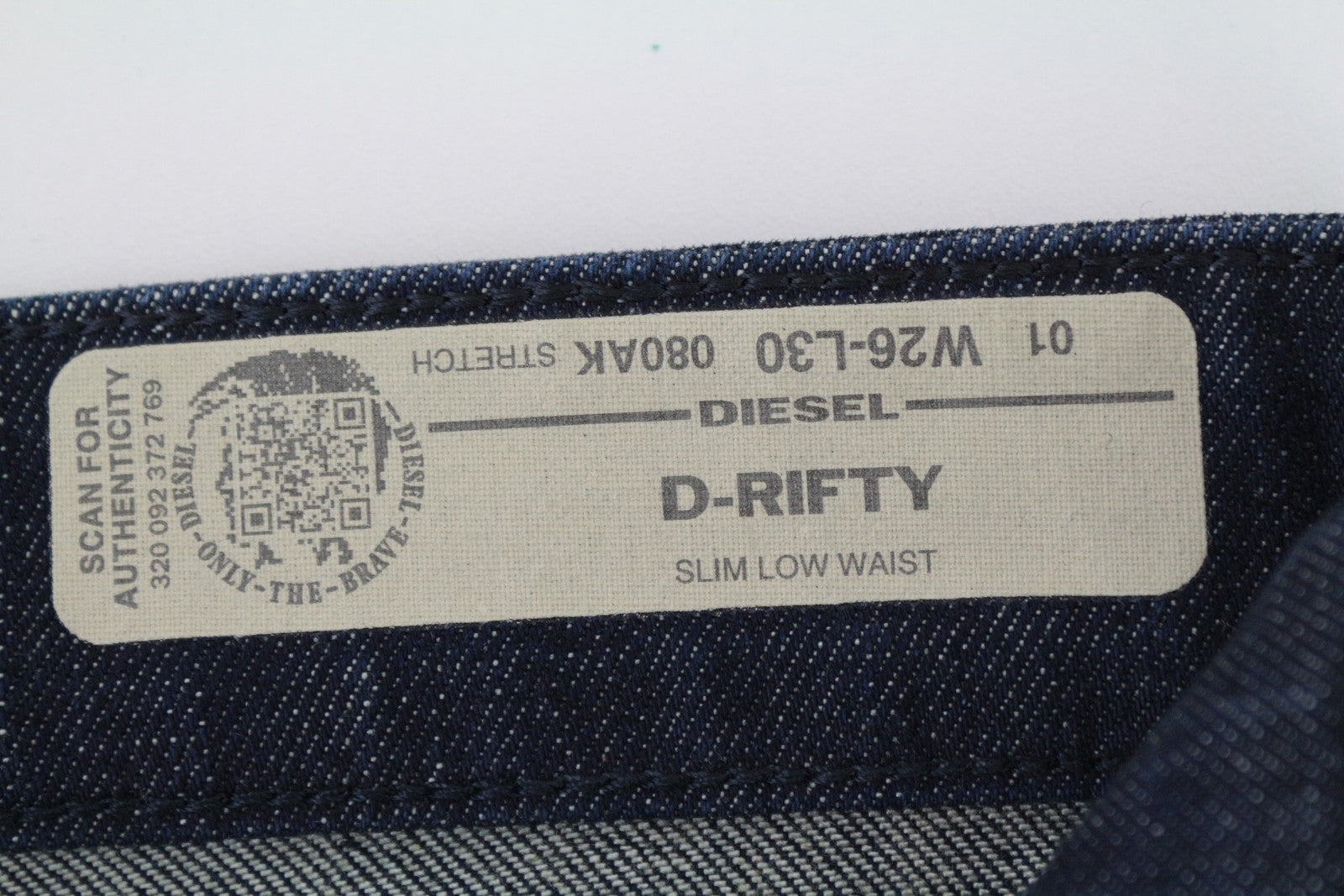 DIESEL D-Rifty 080AK Women's W26/L30 Low Waist Slim Stretch Blue Jeans