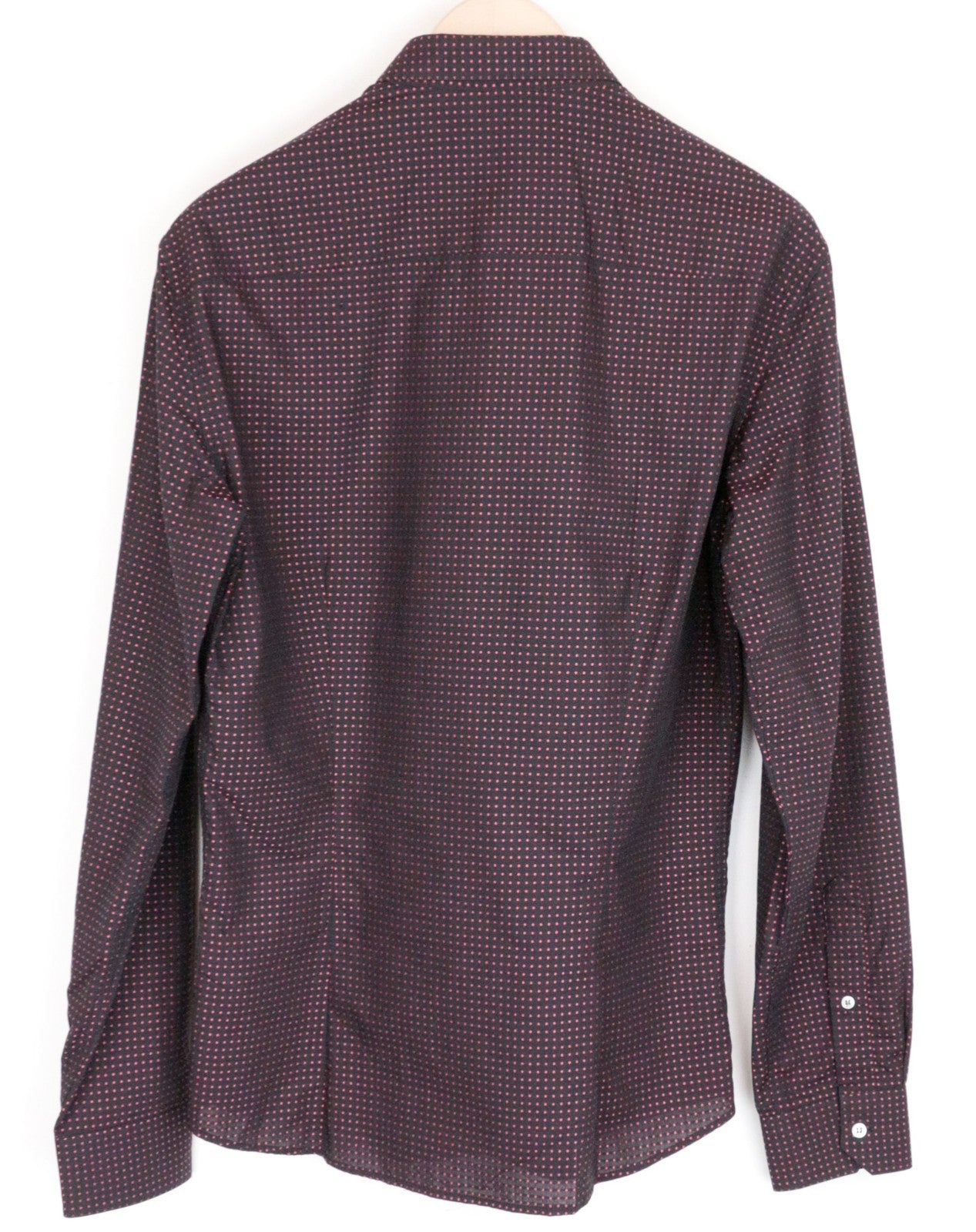 RICHMOND Men's M/L Black Cotton Shirt Long Sleeve Button-Up Dot Pattern