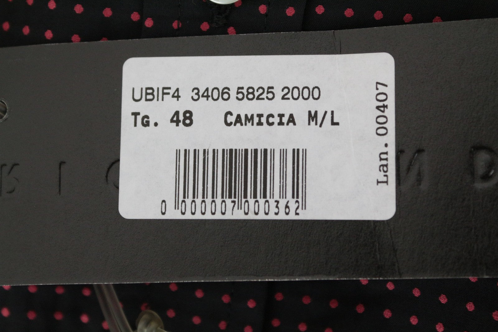 RICHMOND Men's M/L Black Cotton Shirt Long Sleeve Button-Up Dot Pattern