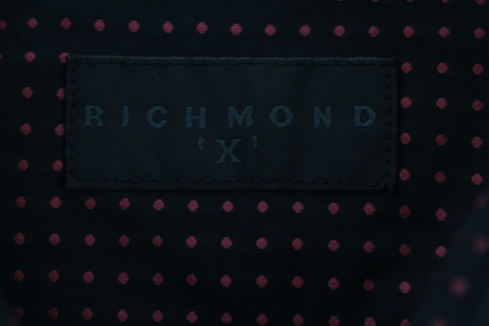 RICHMOND Men's M/L Black Cotton Shirt Long Sleeve Button-Up Dot Pattern