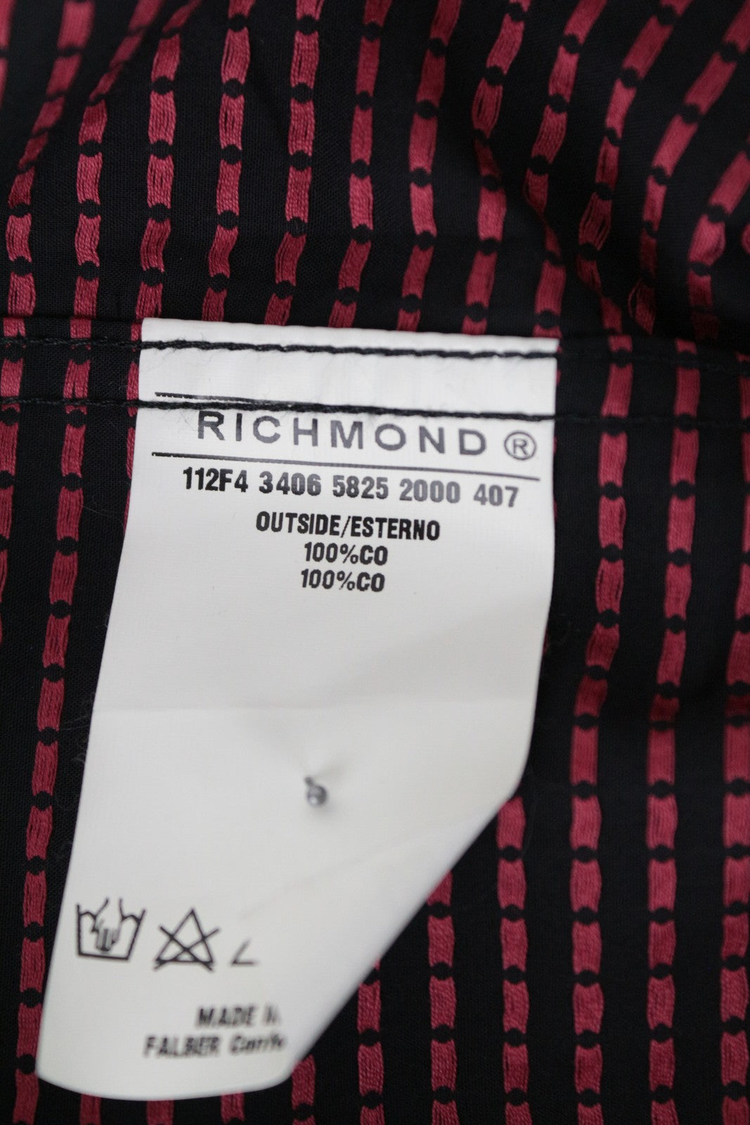 RICHMOND Men's M/L Black Cotton Shirt Long Sleeve Button-Up Dot Pattern