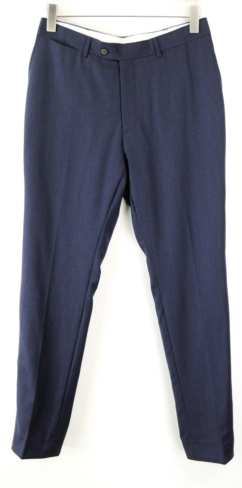 SUITSUPPLY  UK36L Mens Wool Pants Dark Blue Pleated Slit Pocket Style