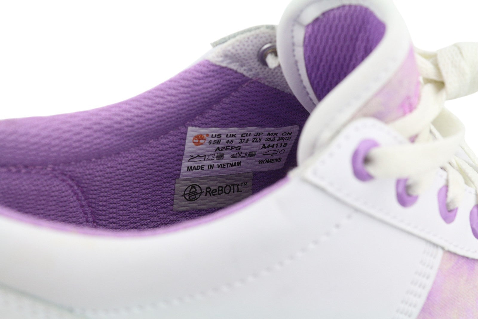 TIMBERLAND A2EPS Women Sneakers EU37/37.5 White Purple Leather Low Top Lace Up