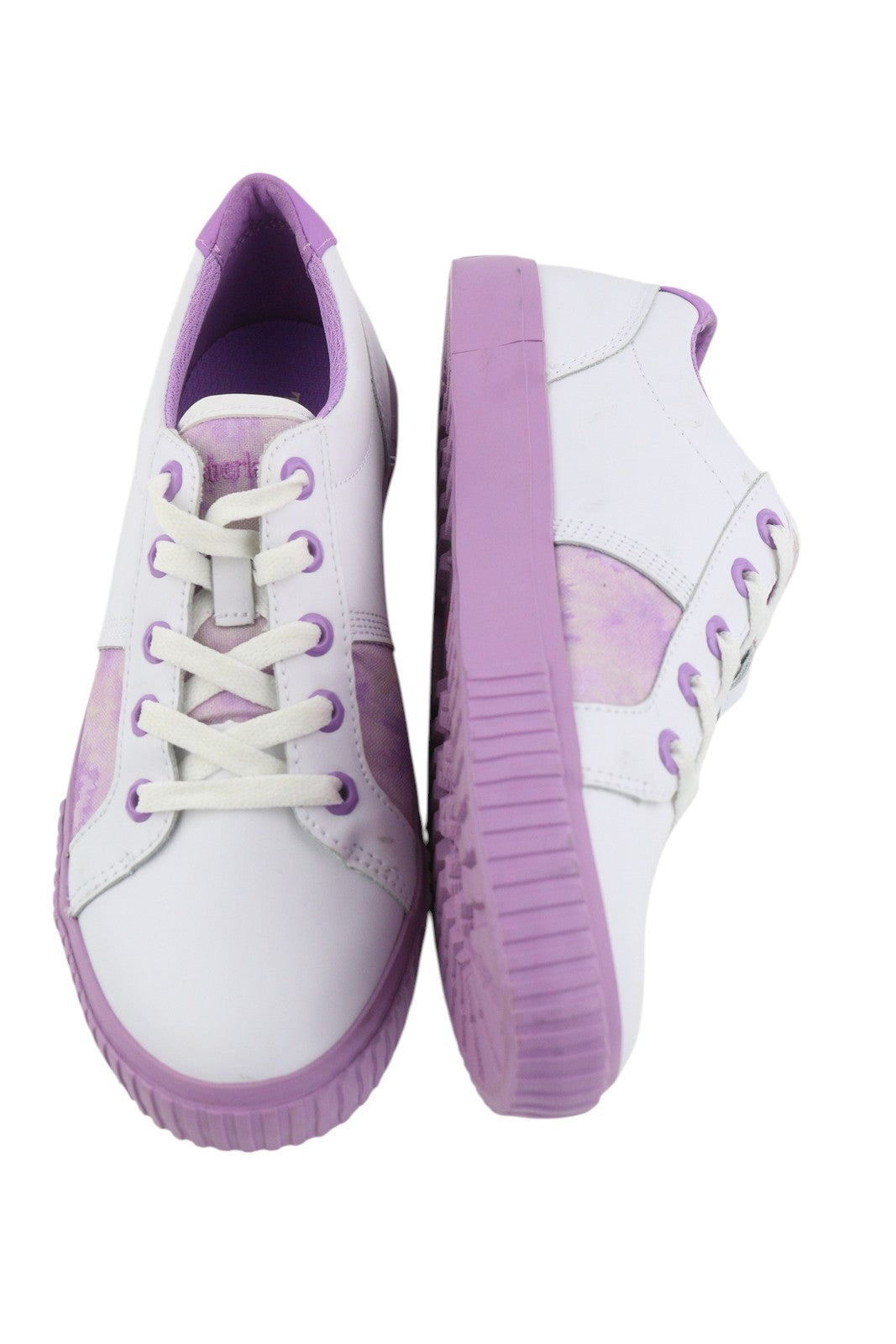 TIMBERLAND A2EPS Women Sneakers EU37/37.5 White Purple Leather Low Top Lace Up