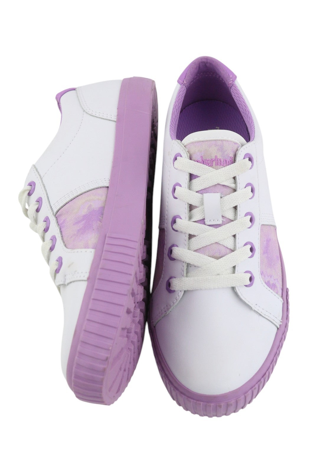 TIMBERLAND A2EPS Women Sneakers EU37/37.5 White Purple Leather Low Top Lace Up