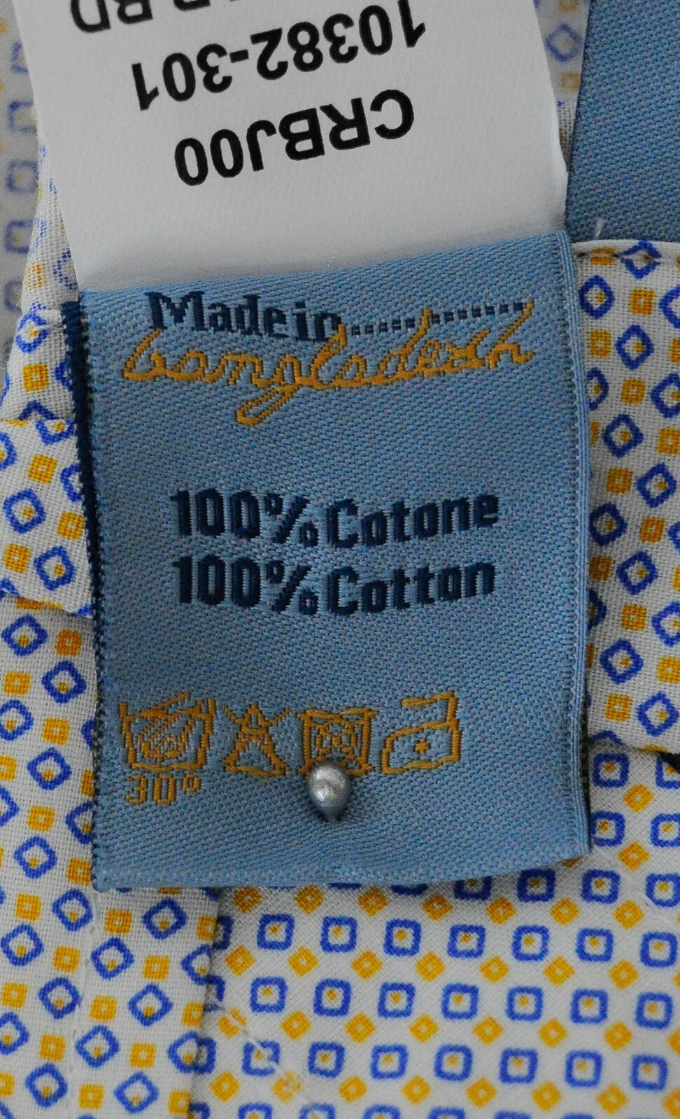 HARMONT & BLAINE Mens S Cotton Shirt Long Sleeve Blue Yellow Pattern White