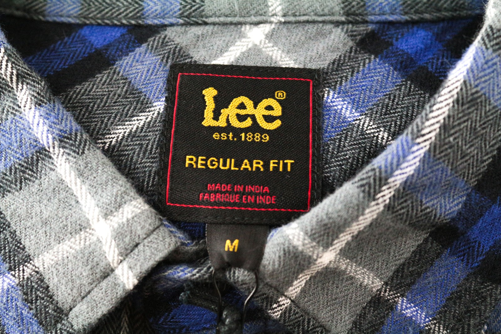 LEE Men's M Blue Snap-Up Shirt Checked Cotton Pattern Long Sleeve Western