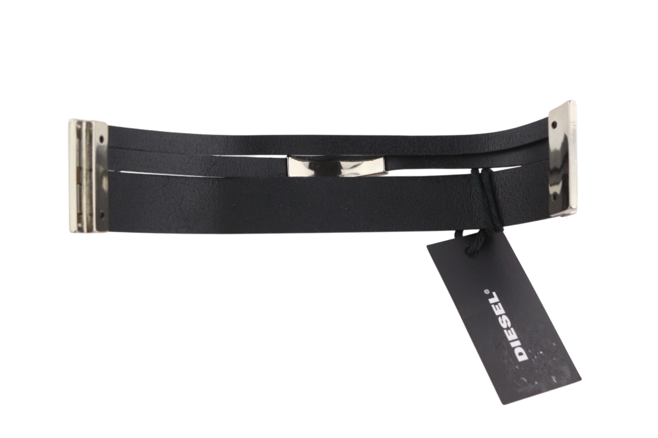 DIESEL A-Triround Womens Bracelet ONE SIZE Leather Silver Tone Closure