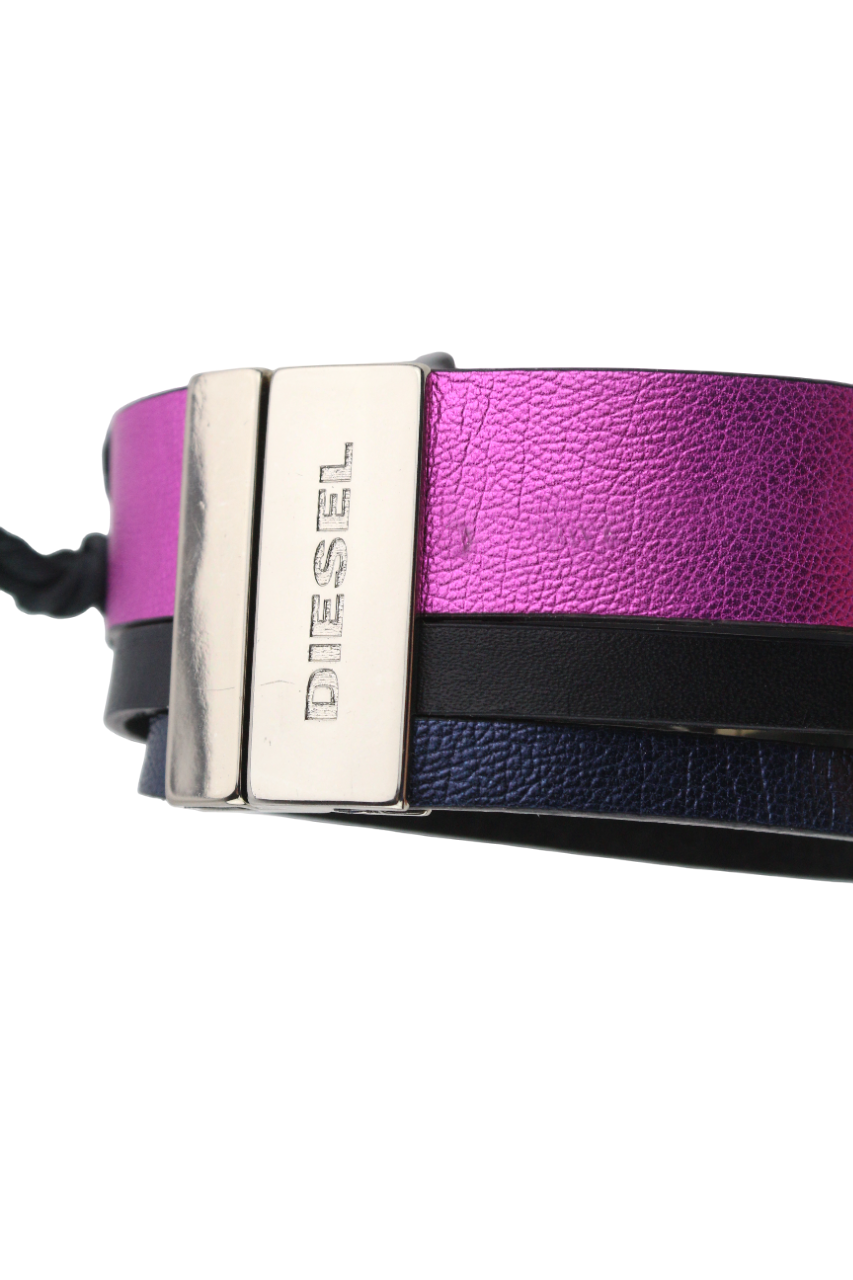 DIESEL A-Triround Womens Bracelet ONE SIZE Leather Silver Tone Closure