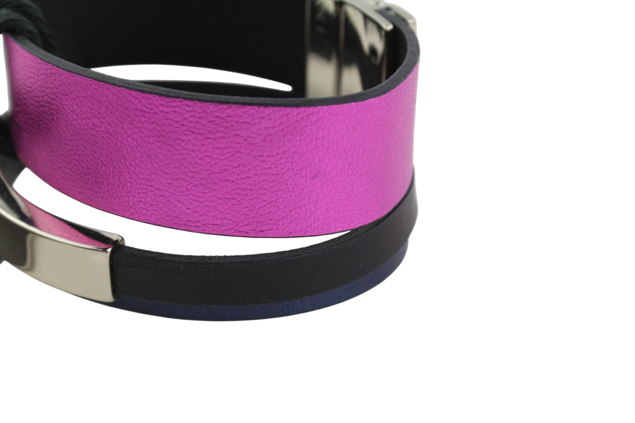 DIESEL A-Triround Womens Bracelet ONE SIZE Leather Silver Tone Closure