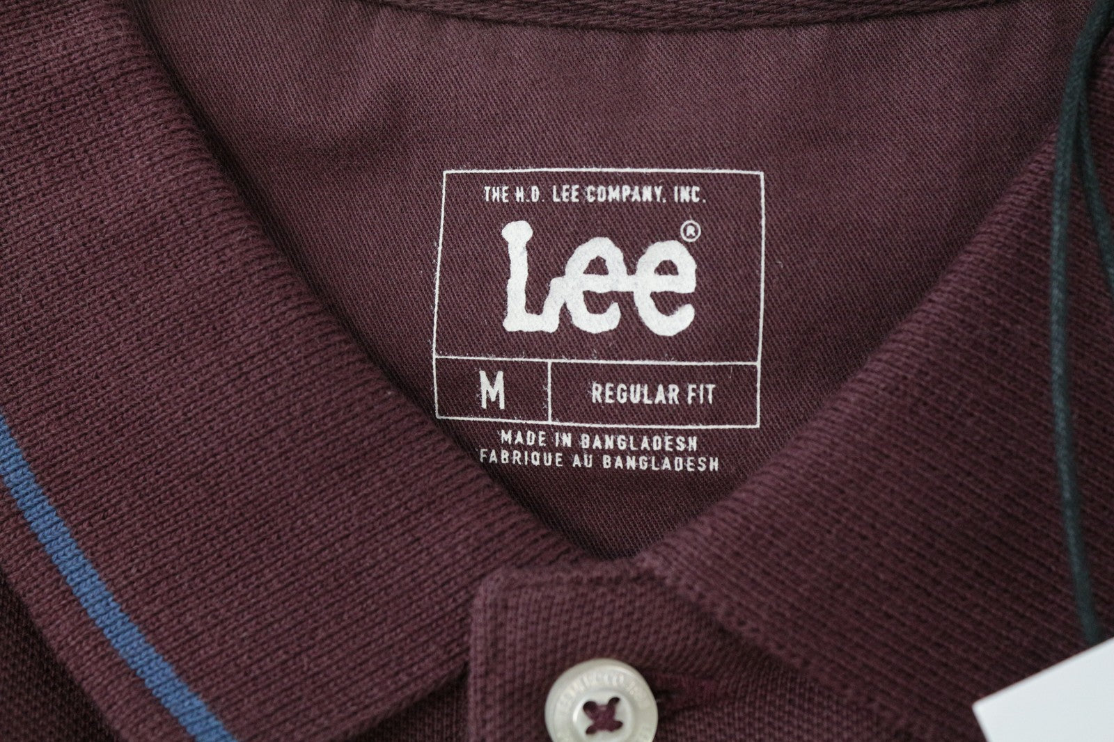 LEE Men's M Burgundy Polo Shirt Long Sleeved Pure Cotton Smart Casual Look