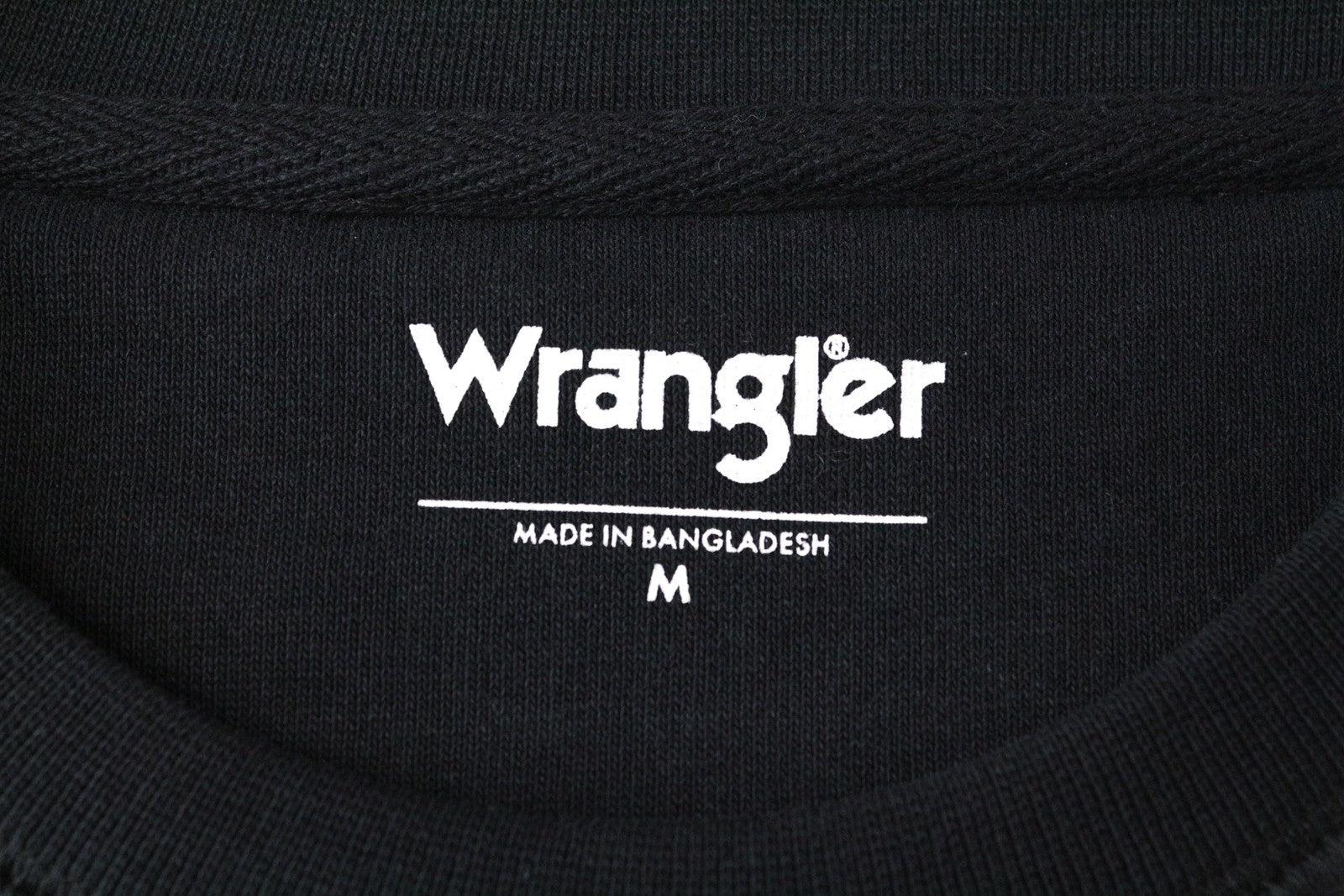 WRANGLER Men's M Black Pullover Cotton Sweatshirt Logo Print Long Sleeve
