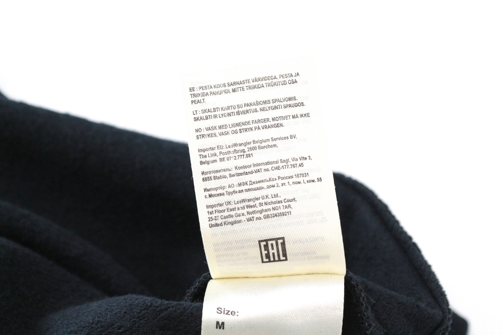 WRANGLER Men's M Black Pullover Cotton Sweatshirt Logo Print Long Sleeve