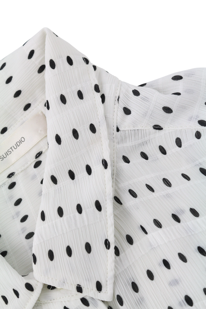 SUISTUDIO Charles Womens Shirt UK10 White Dot Patterned Long Sleeve Stretch