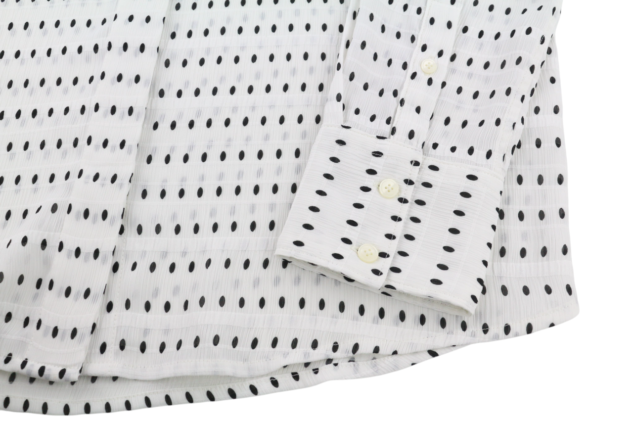 SUISTUDIO Charles Womens Shirt UK10 White Dot Patterned Long Sleeve Stretch