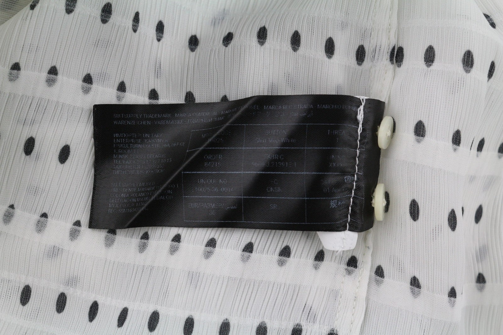 SUISTUDIO Charles Womens Shirt UK10 White Dot Patterned Long Sleeve Stretch