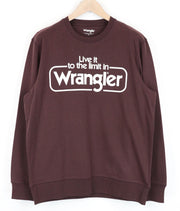 WRANGLER Men's M Brown Long Sleeve Pullover with Printed Logo Cotton Sweatshirt