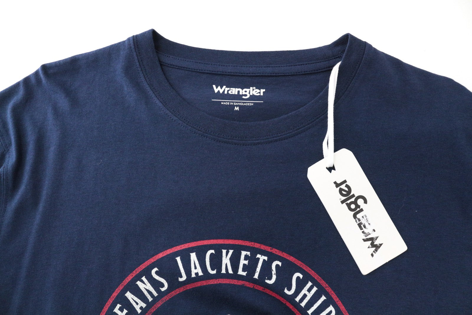 WRANGLER Men's M Blue Long Sleeve Cotton Pullover Shirt Logo Casual Sweatwear