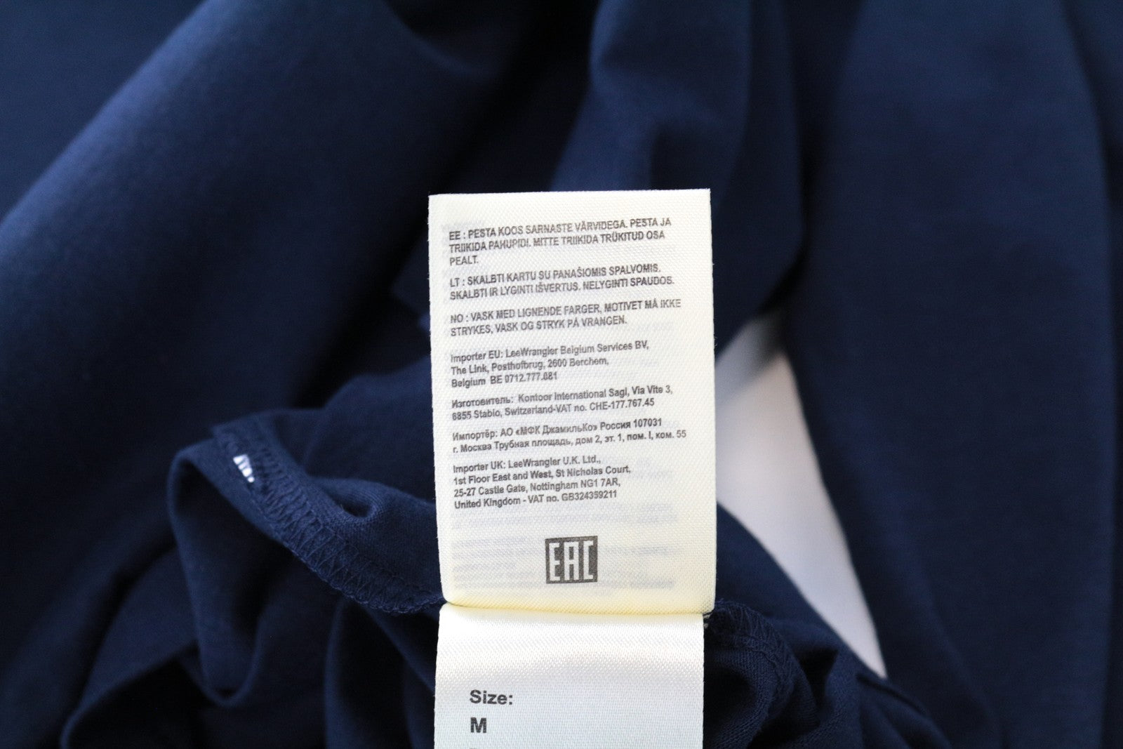 WRANGLER Men's M Blue Long Sleeve Cotton Pullover Shirt Logo Casual Sweatwear