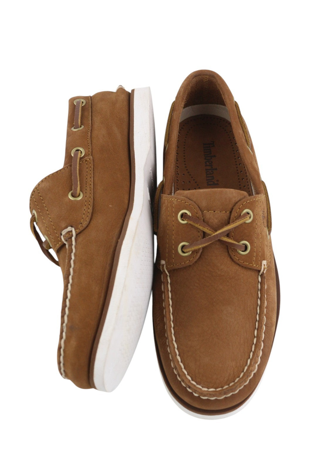 TIMBERLAND A43V1 Men Shoes EU41/41.5 Brown Leather Slip On Lace Non-Marking