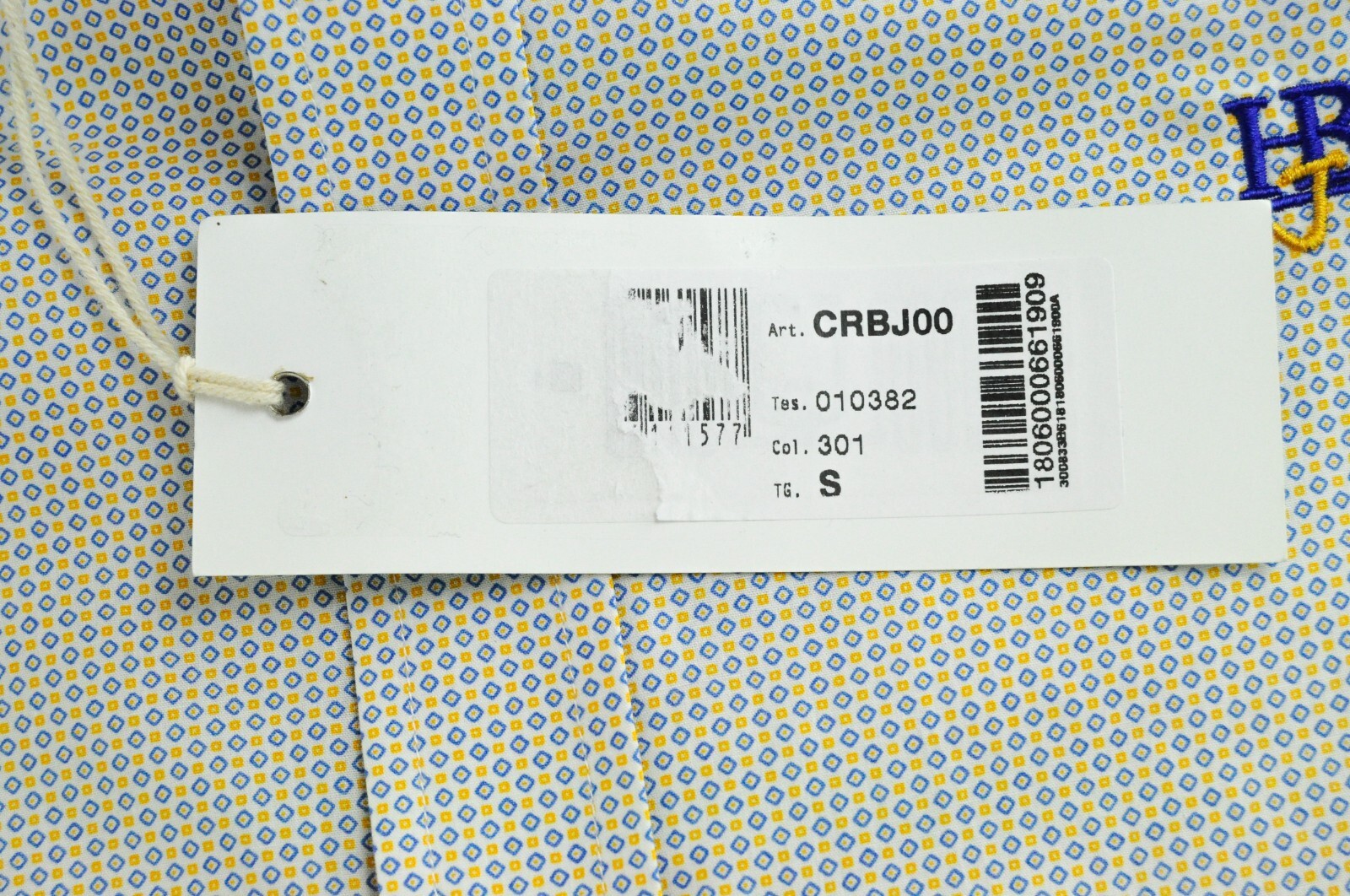 HARMONT & BLAINE S Shirt White Blue Yellow Pattern Cotton Long Sleeve Mens**