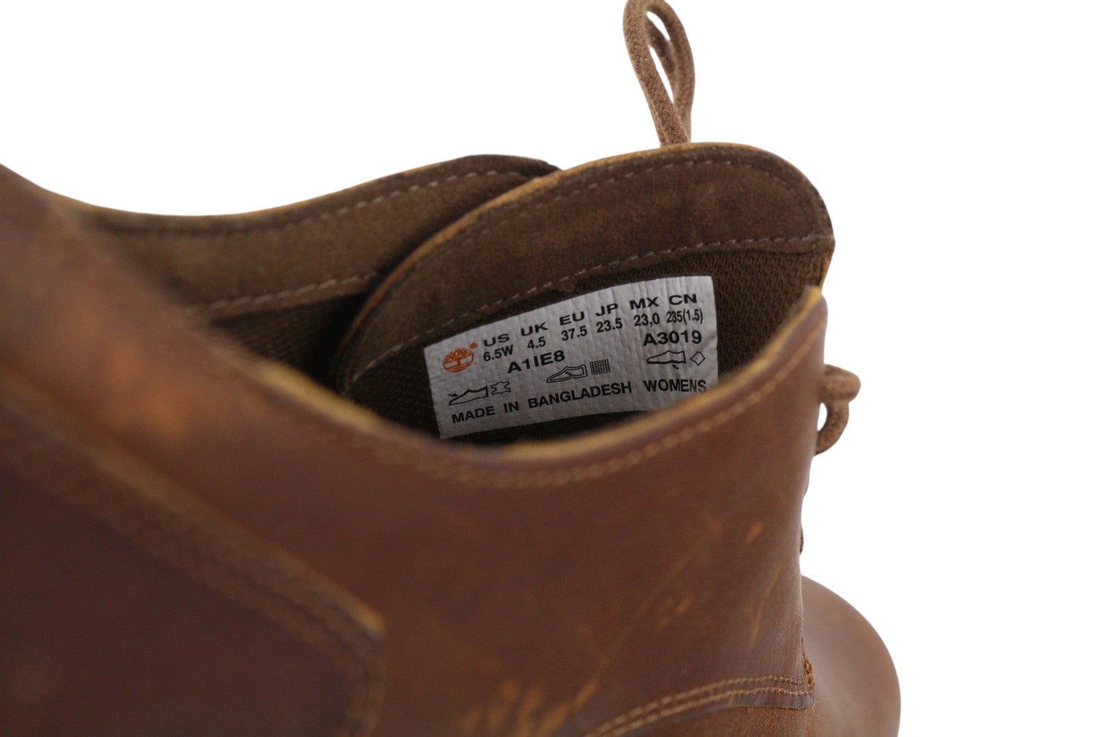 TIMBERLAND A1IE8 Women Shoes EU37.5/38 Brown Leather Low Top Lace Up Almond