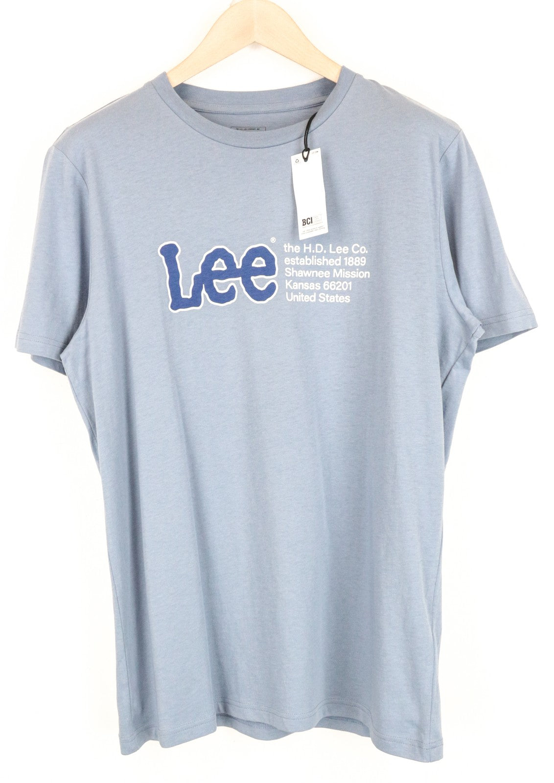LEE Men's M Blue Logo Pullover Tee Short Sleeve Cotton Shirt Casual Wear