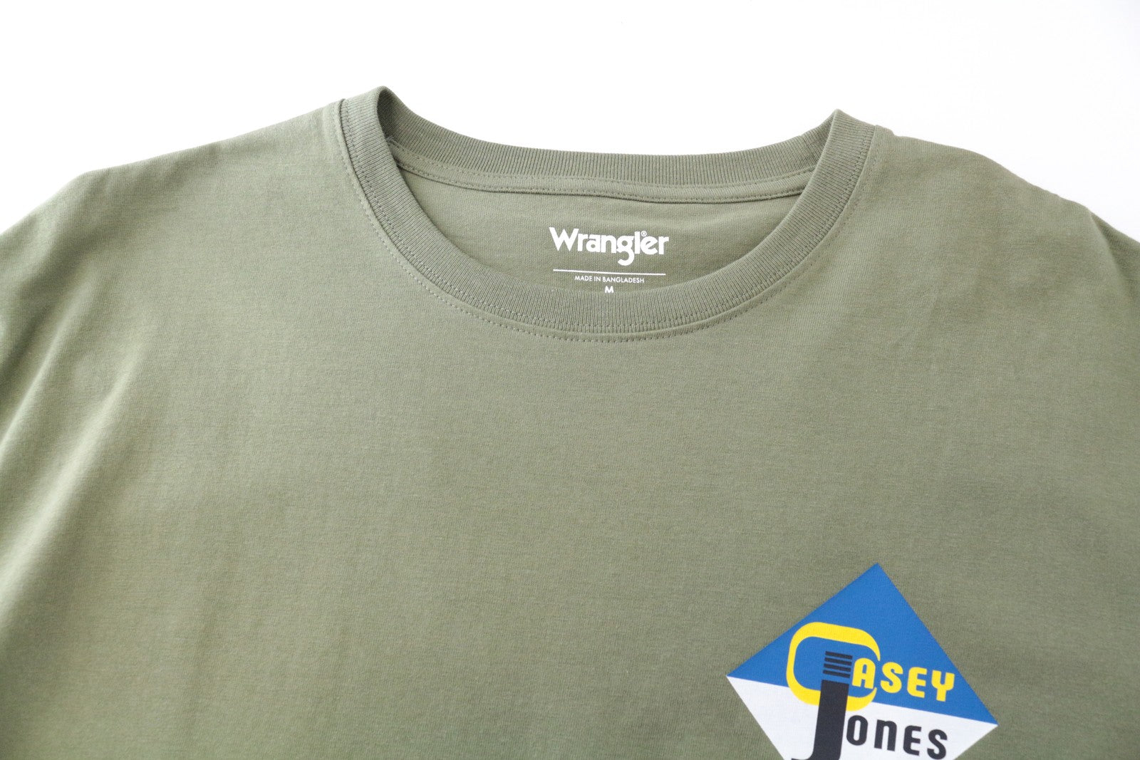 WRANGLER Men's M Green Tee Cotton Short Sleeve Pullover Printed Logo Front