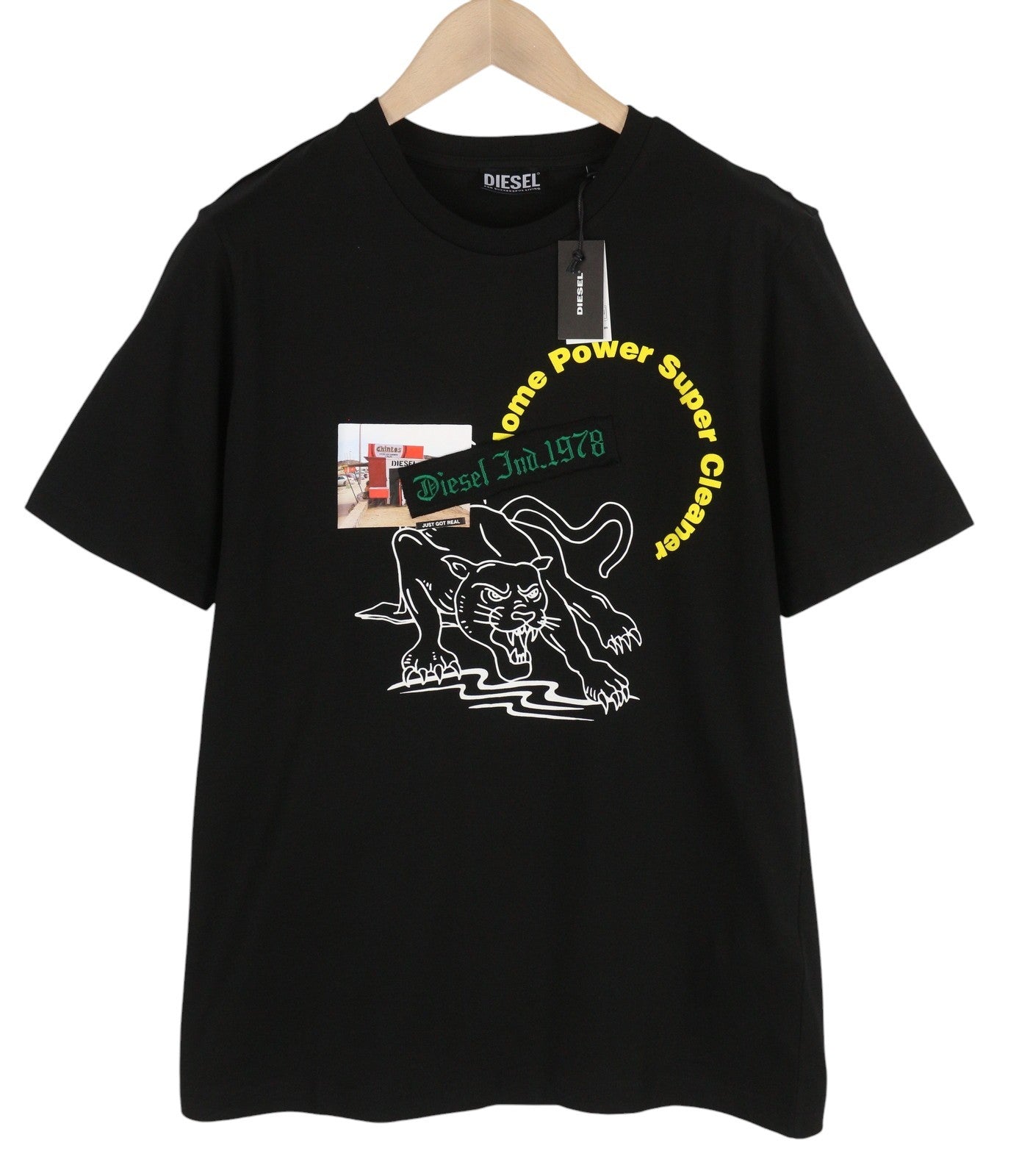 DIESEL T-Just-B60 Men T-Shirt S Black Short Sleeve Crew Neck Tricot Patterned