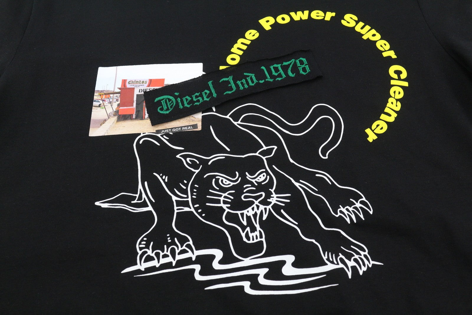 DIESEL T-Just-B60 Men T-Shirt S Black Short Sleeve Crew Neck Tricot Patterned