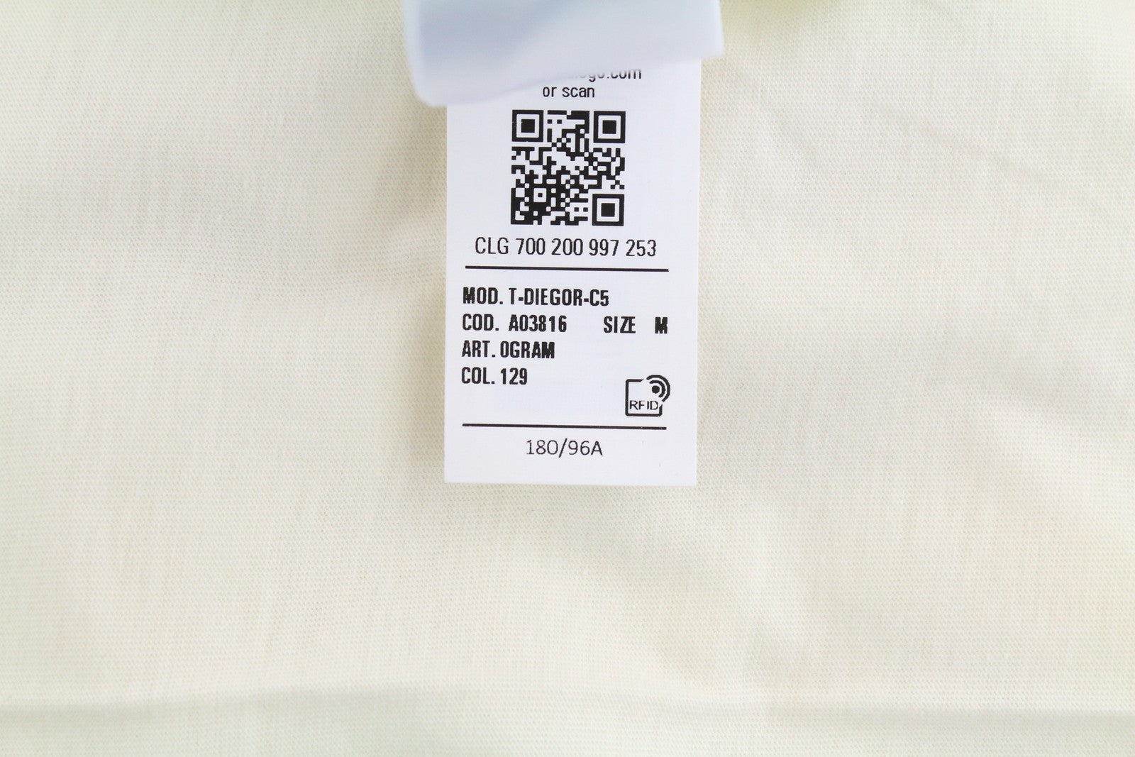 DIESEL T-Diegor-C5 Mens T-Shirt M Ivory Short Sleeve Crew Neck Cotton