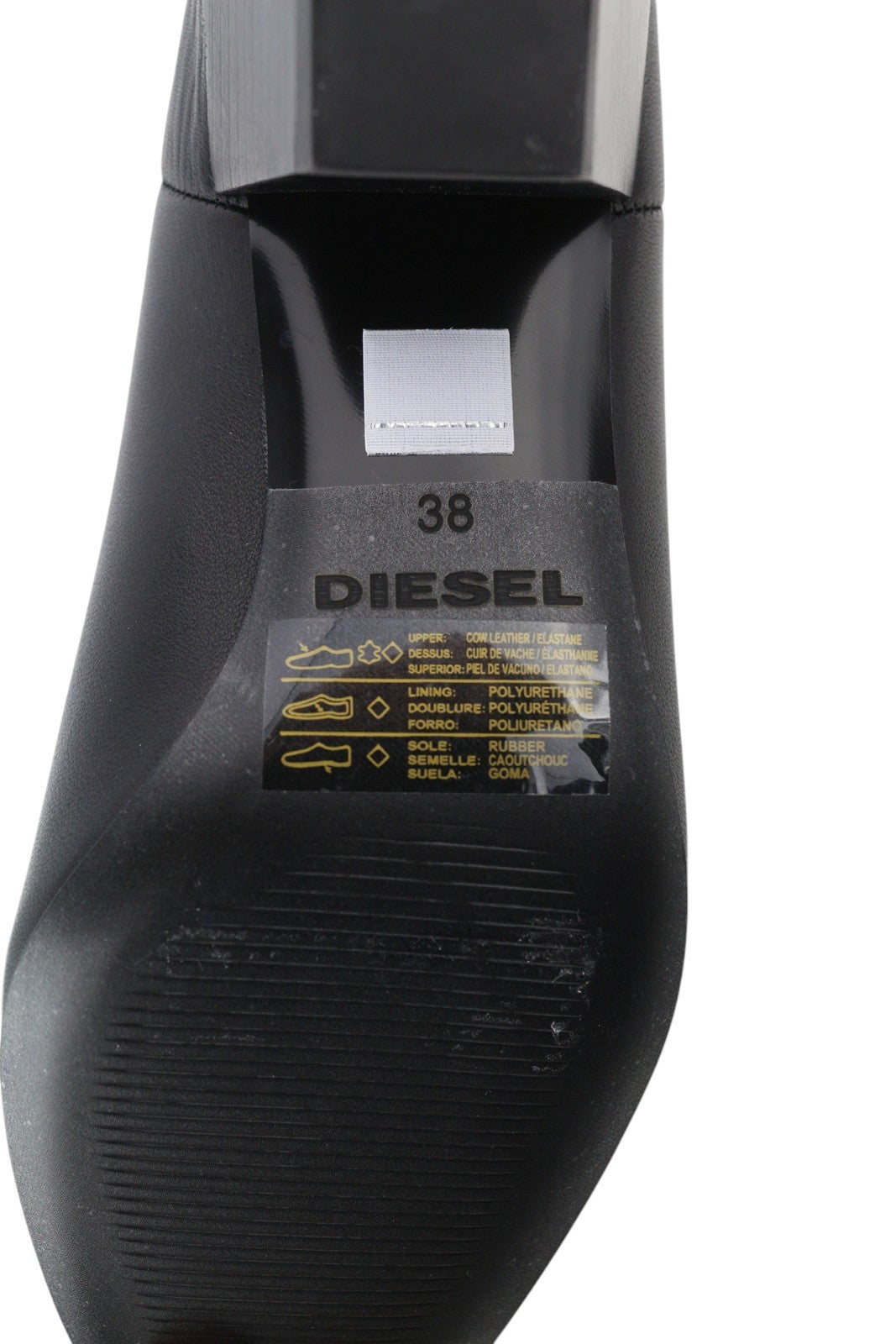 DIESEL D-Texanne CH Women Boots EU38 Black Leather Almond Toe Ankle Top RRP€290