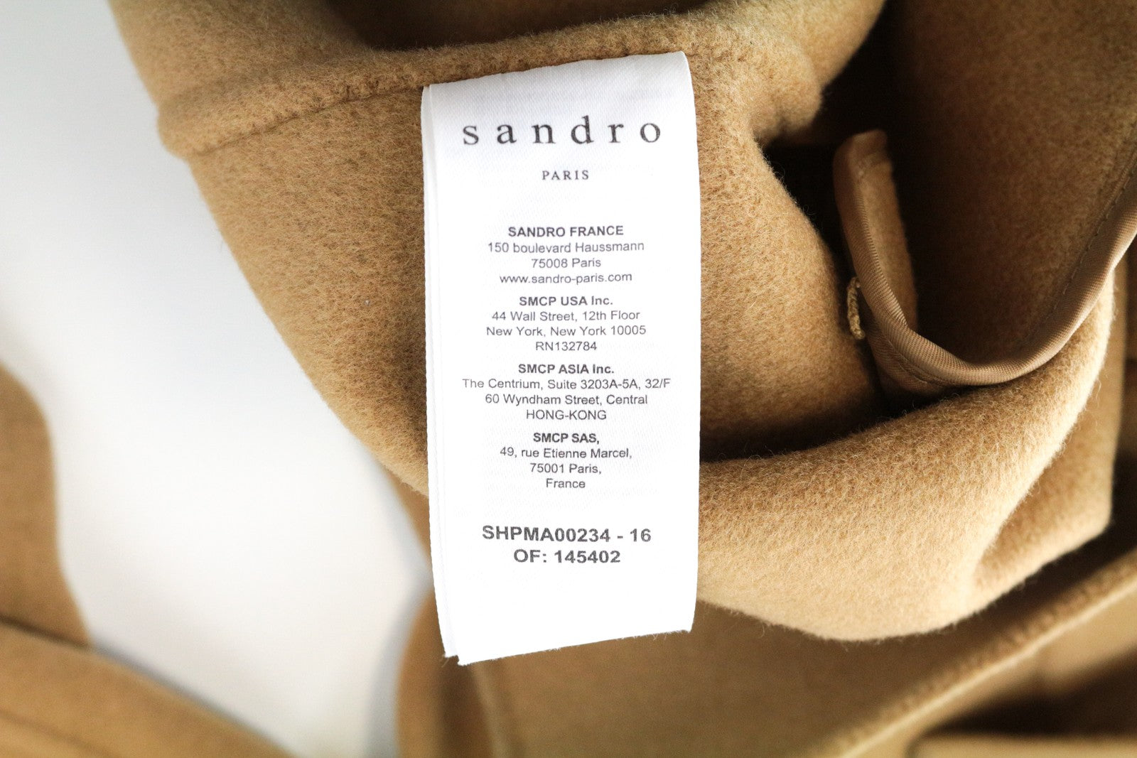 SANDRO Men's XL Brown Pure Wool Coat Belted Collared Long Sleeve Outerwear