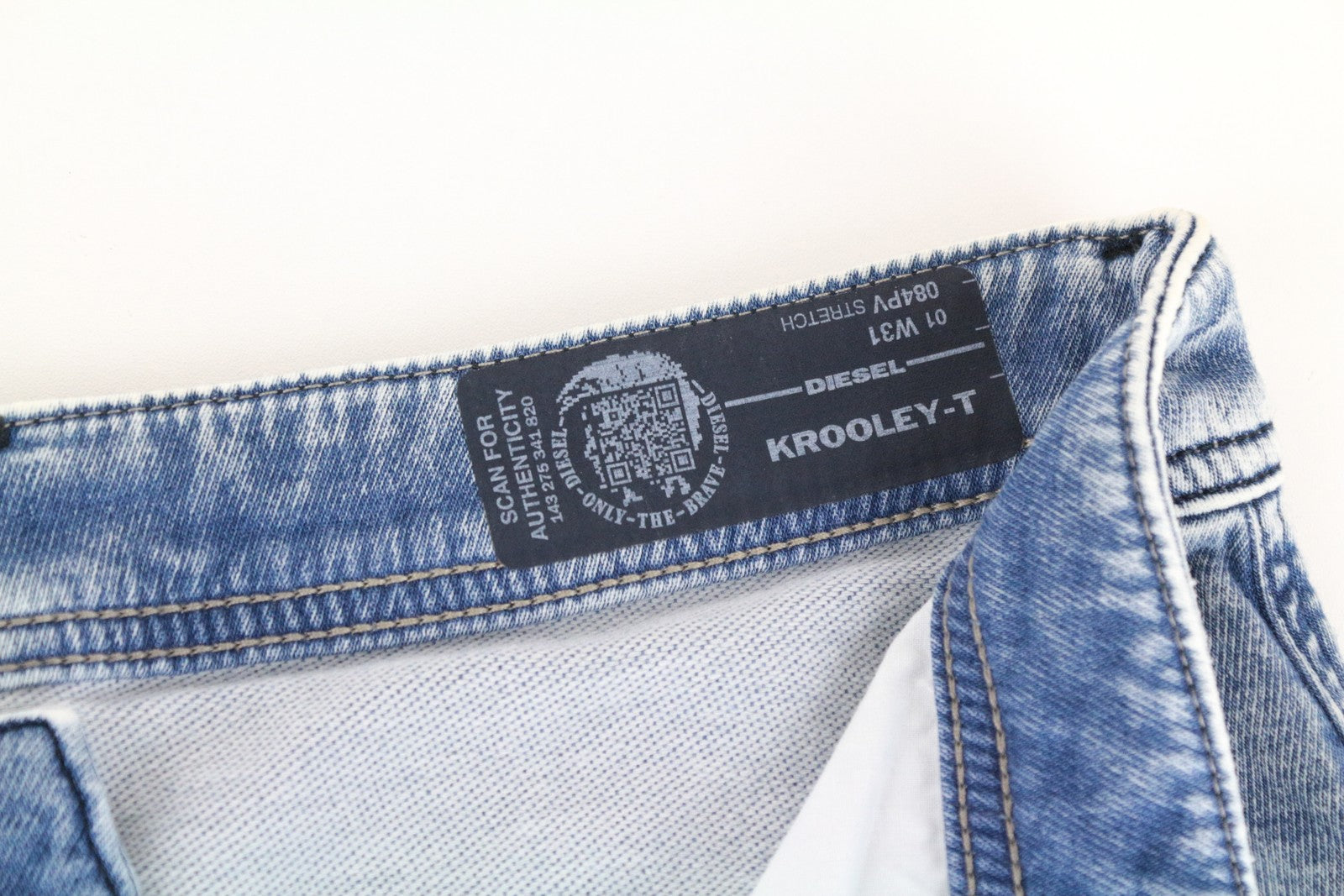 DIESEL Krooley-T 084PV Men's W31 Tapered Jogg Blue Stretch Ripped Sweat Jeans